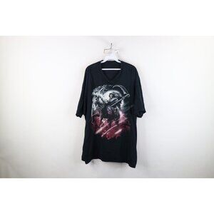 Vintage Y2K Streetwear Mens 3XL Faded Grim Reaper Skeleton Fantasy T-Shirt Black